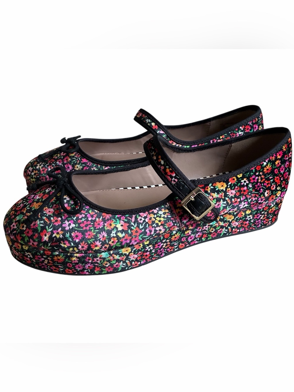 Betsey Johnson Hellena Ditsy Floral Platform Mary Jane Flats Velvet size 11